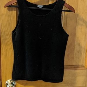 100% cashmere sweater tank top with sparkly detail